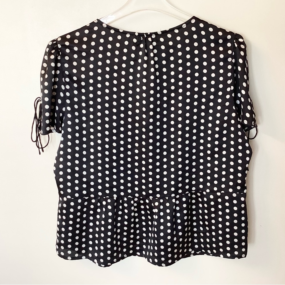 NWT Heartloom Tallie Short Sleeve Polka Dot Top - Black & White - XL - Picture 7 of 8